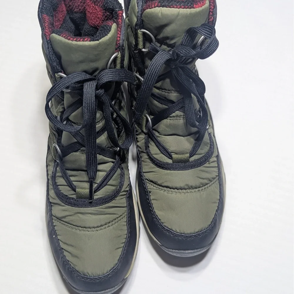 Sorel Whitney Short Lace 6.5 Olive Green Waterproof Boots Buffalo Plaid Gorpcore